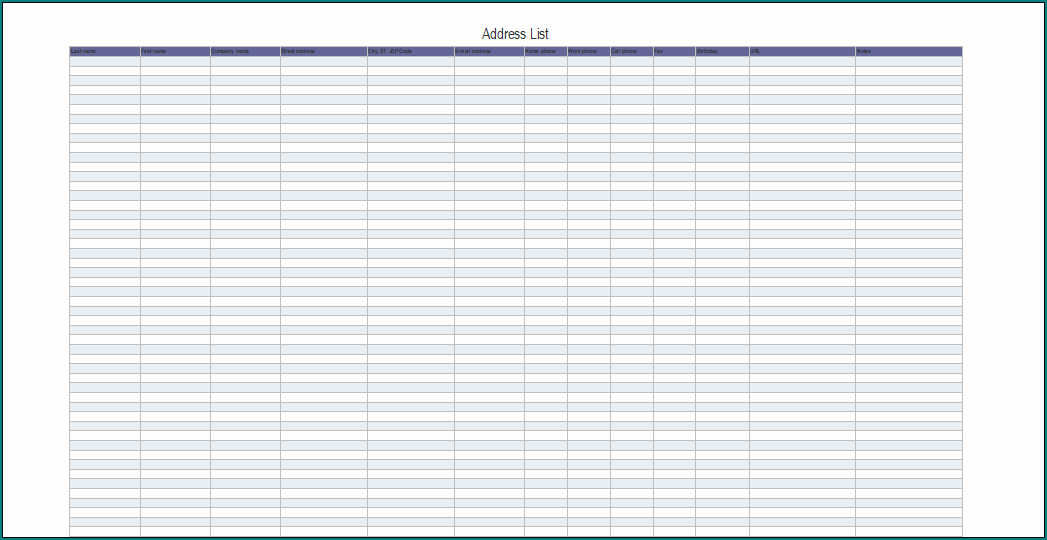 Address List Template