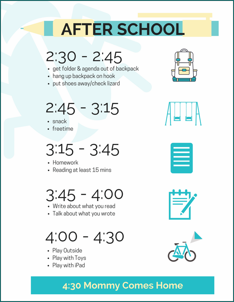 After School Schedule Template Example