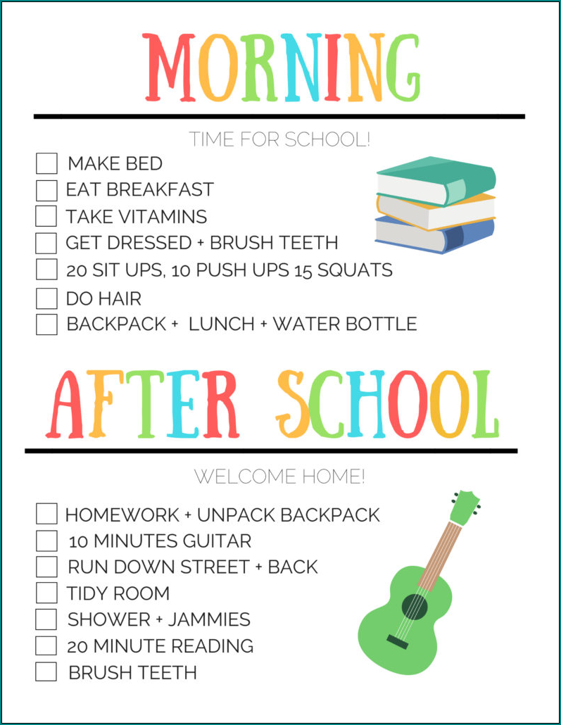 After School Schedule Template Sample