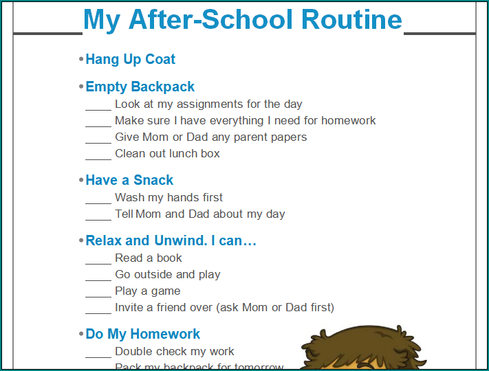 After School Schedule Template