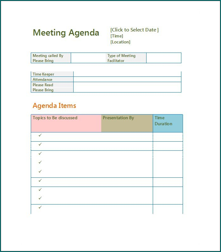Agenda Template Word Example
