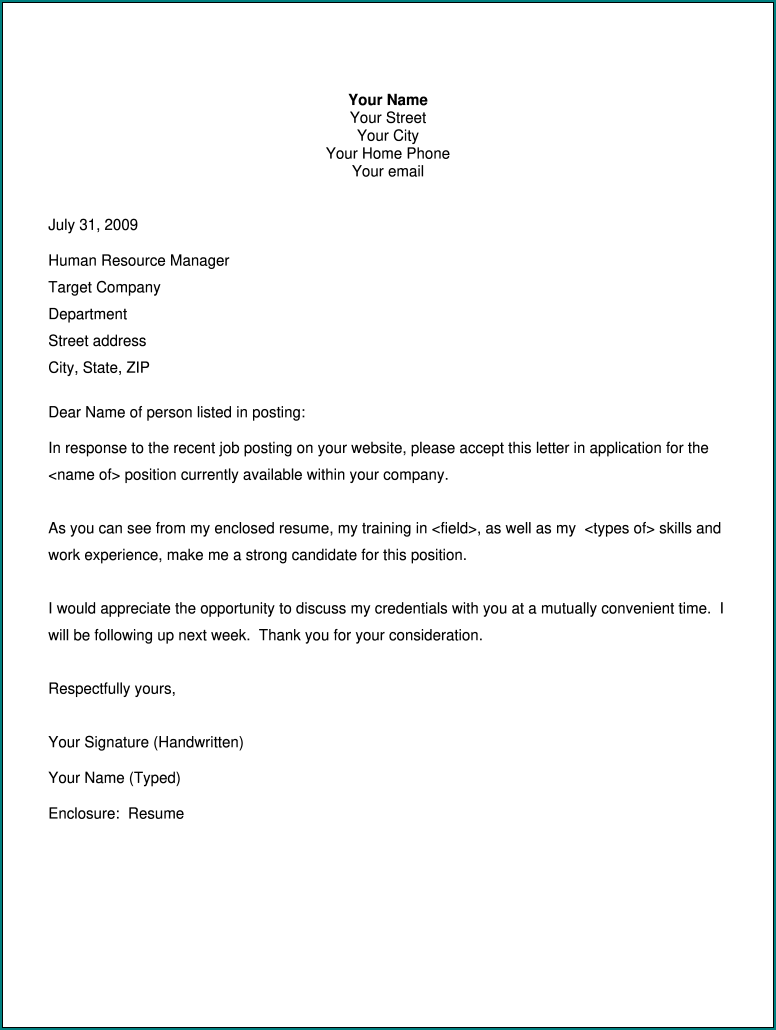 Application Letter Template Example