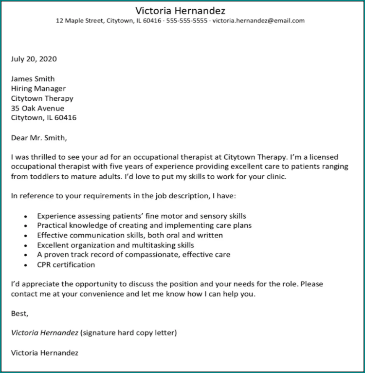 Application Letter Template Sample