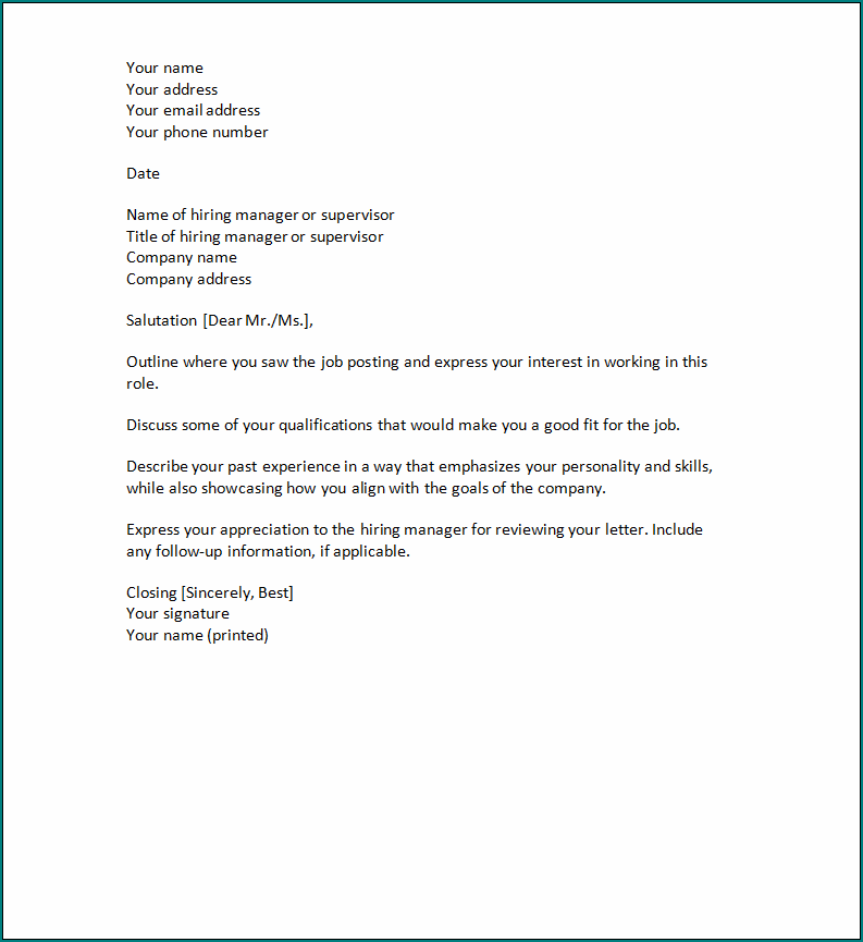 Application Letter Template