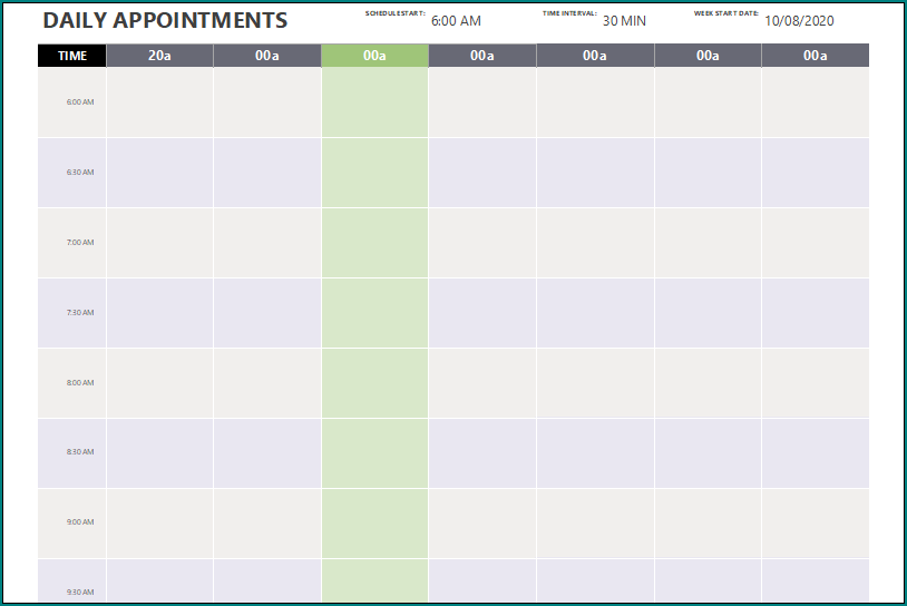 Appointment Schedule Template