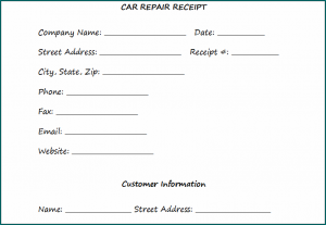 Auto Repair Receipt Template