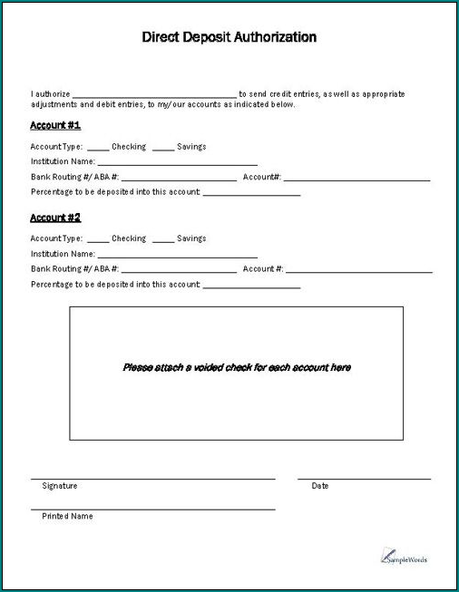 Bank Letter For Direct Deposit Sample