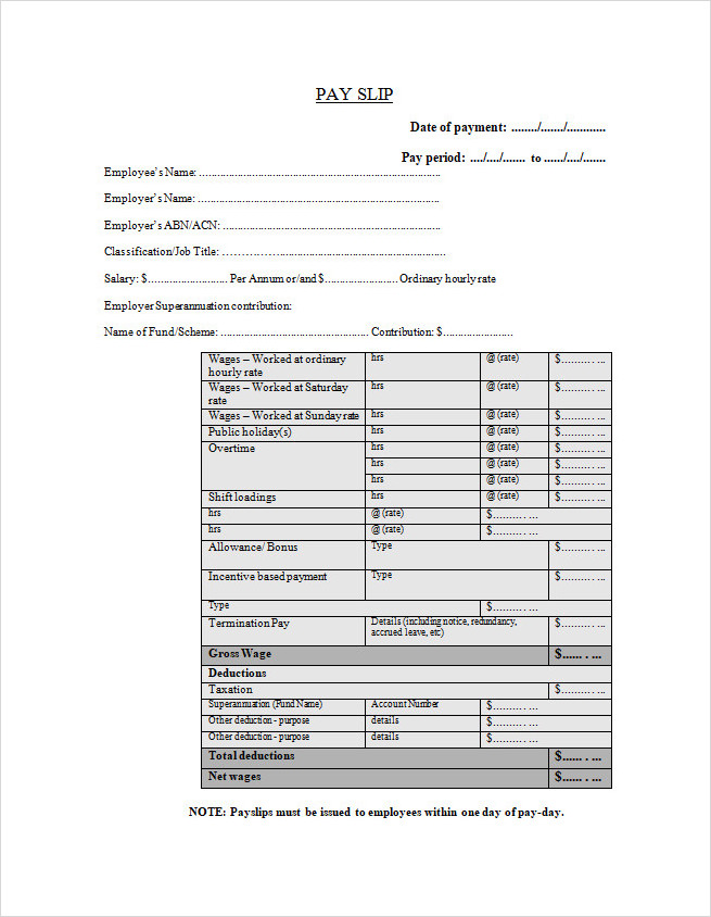 Basic Payslip Template Basic Payslip Template