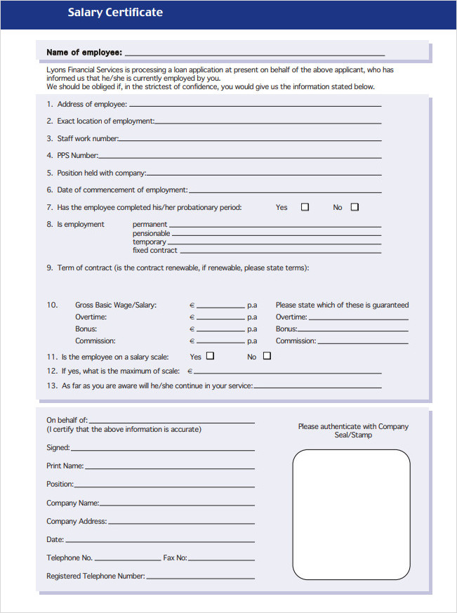 Basic Salary Certificate Template Basic Salary Certificate Template