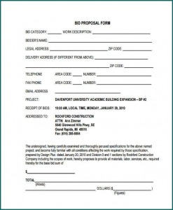 Bid Proposal Template Example