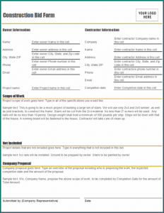 Bid Proposal Template Sample