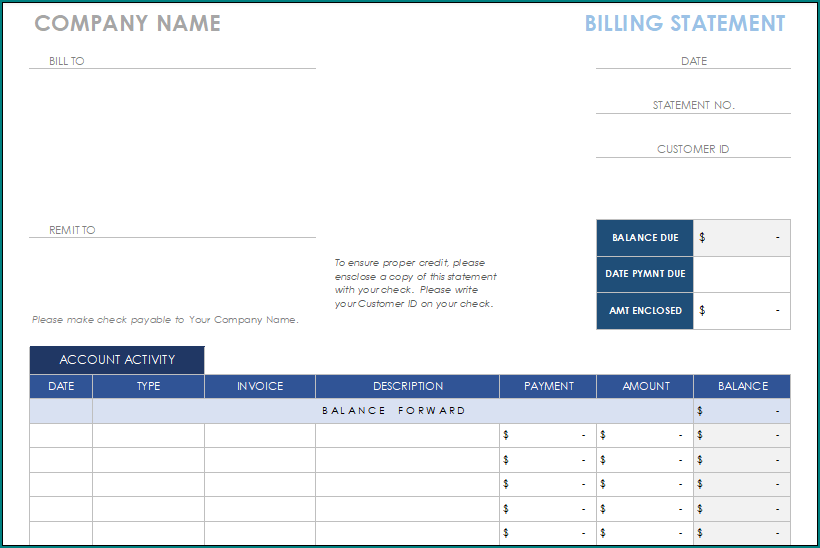 Bill Pay Schedule Template
