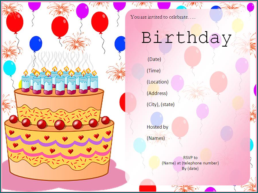 Birthday Invitation Templates Word Sample
