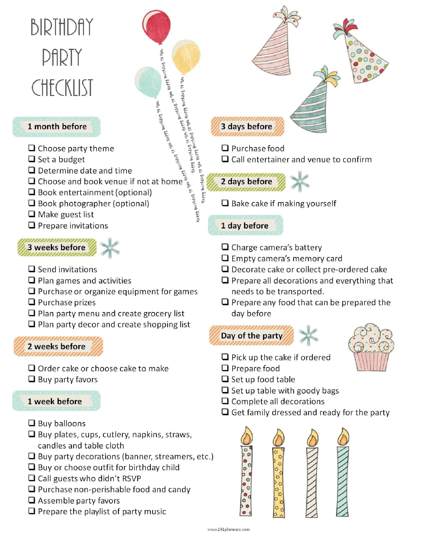 Birthday Party Planner Template