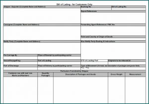 Blank Bill Of Lading Template