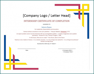 Blank Certificate Of Completion Template Sample