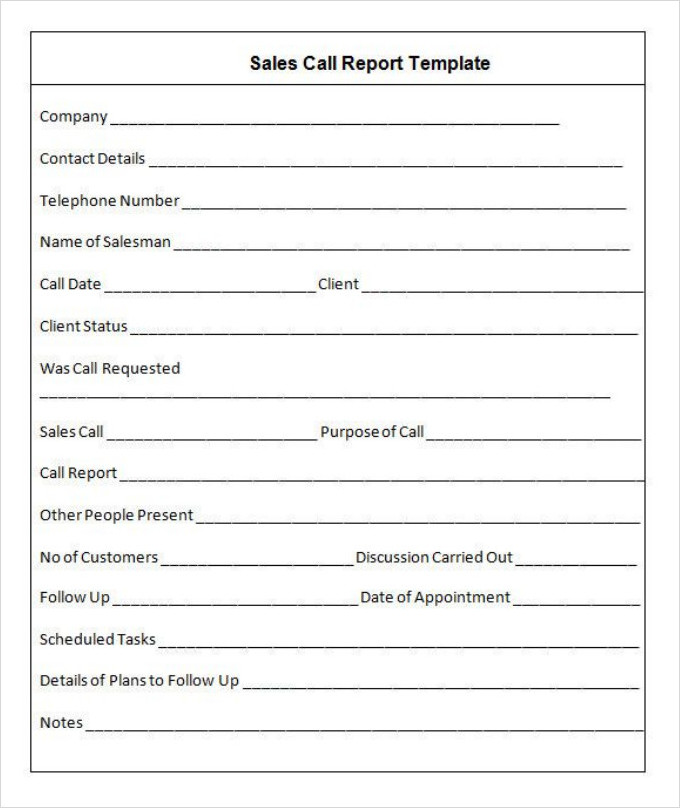 Blank Sales Call Report Template Blank Sales Call Report Template