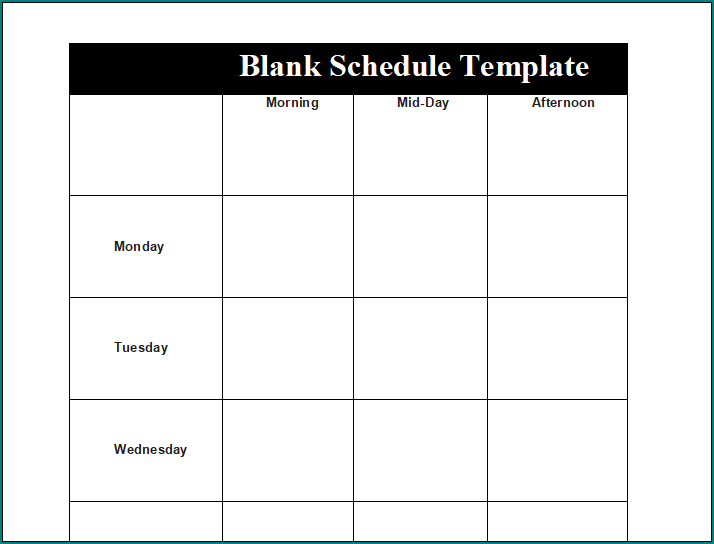 Blank Schedule Template