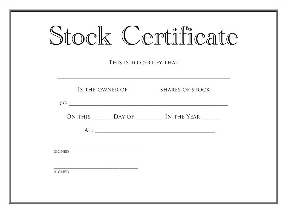 Blank Stock Certificate Template