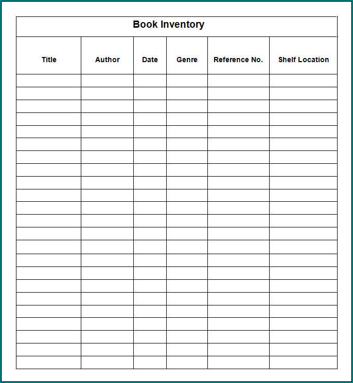 Book Inventory List Template Sample