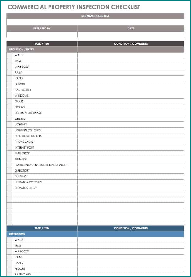 Building Maintenance Checklist Template Sample