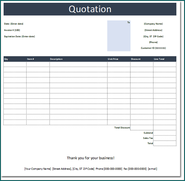 Building Quote Template Sample