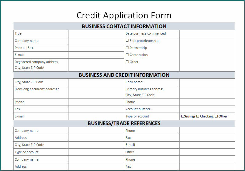Business Credit Application Template