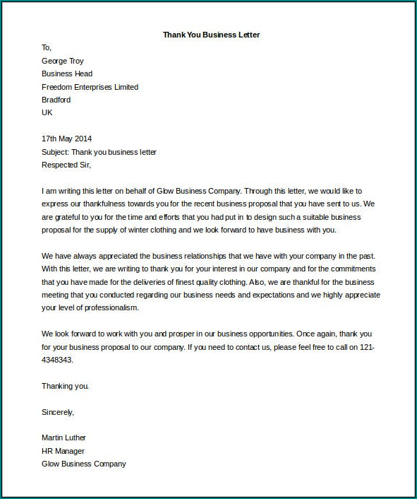 Business Letter Template Example