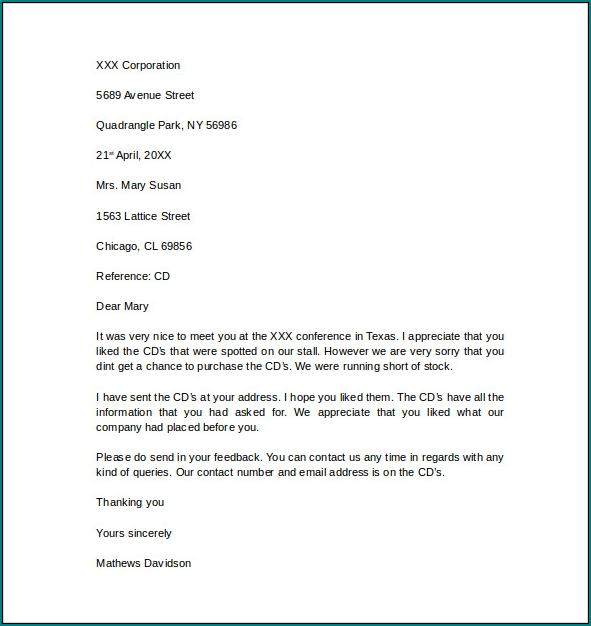 Business Letter Template Sample