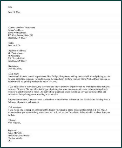 Business Letter Writing Example