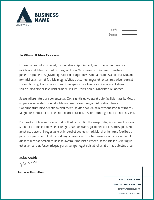 Business Letterhead Template Sample