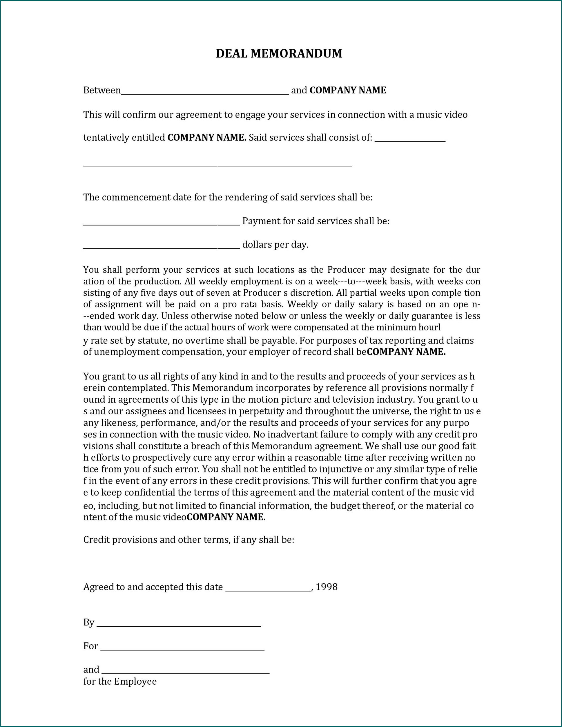 Business Memo Sample