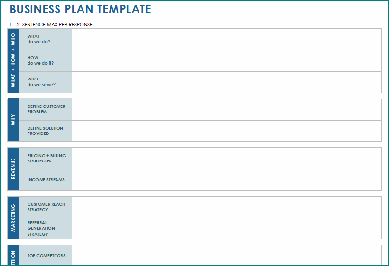 Business Plan Template Excel