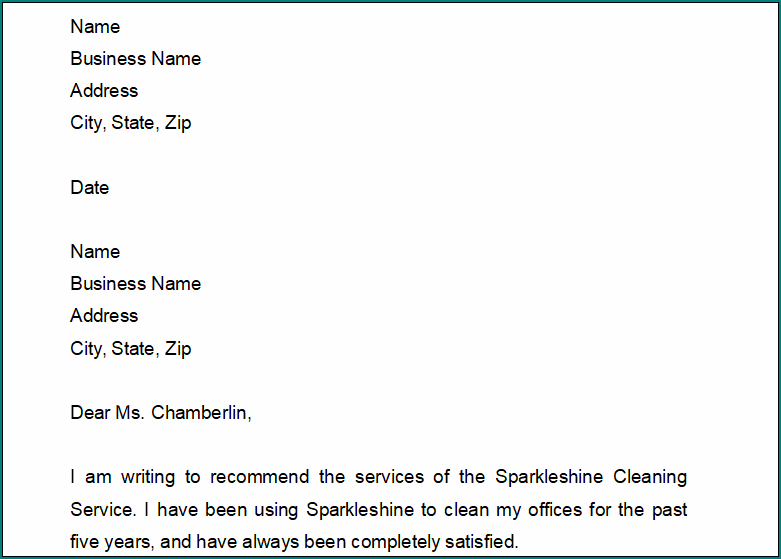 Business Recommendation Letter Template