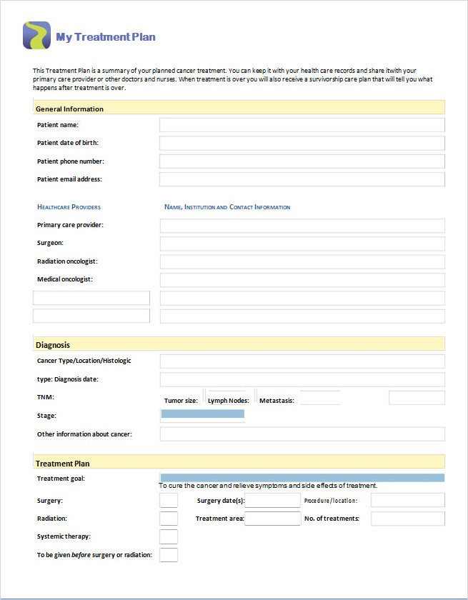 Cancer Treatment Plan Template Cancer Treatment Plan Template
