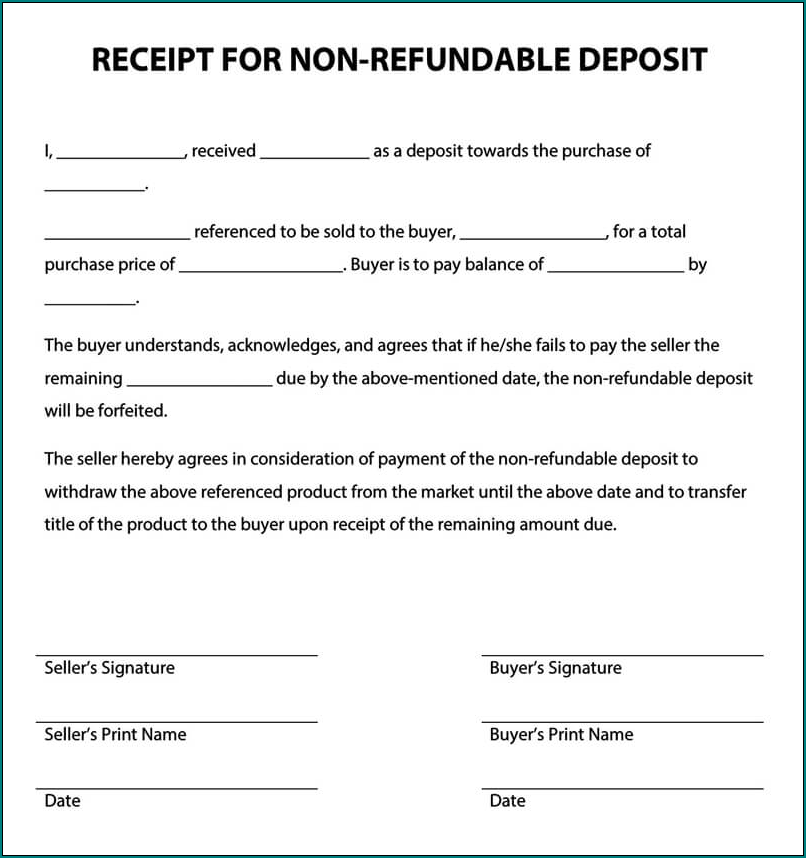 Car Deposit Receipt Template Example
