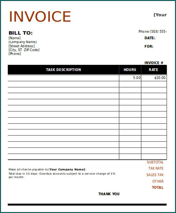Carpenter Receipt Template Sample