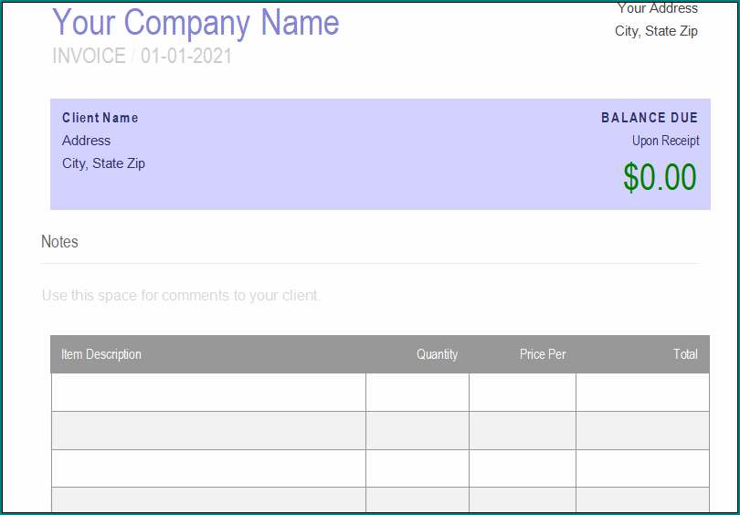 Carpenter Receipt Template