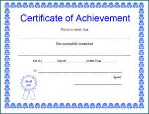 Certificate Of Achievement Template
