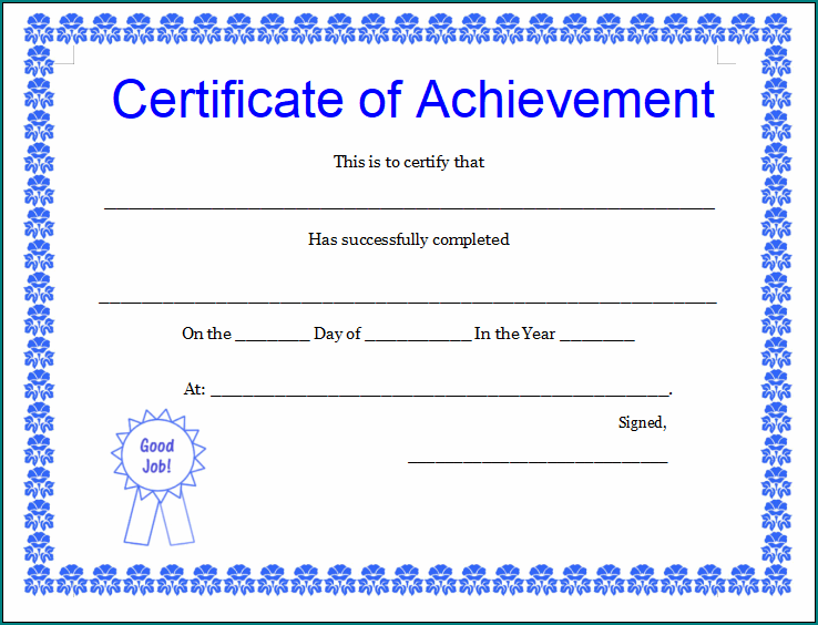 Certificate Of Achievement Template