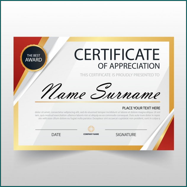 Certificate Of Recognition Template Example