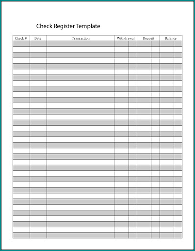 Check Register Template Example