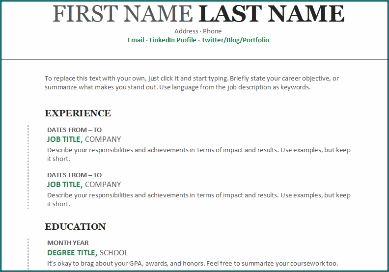 Chronological Resume Template
