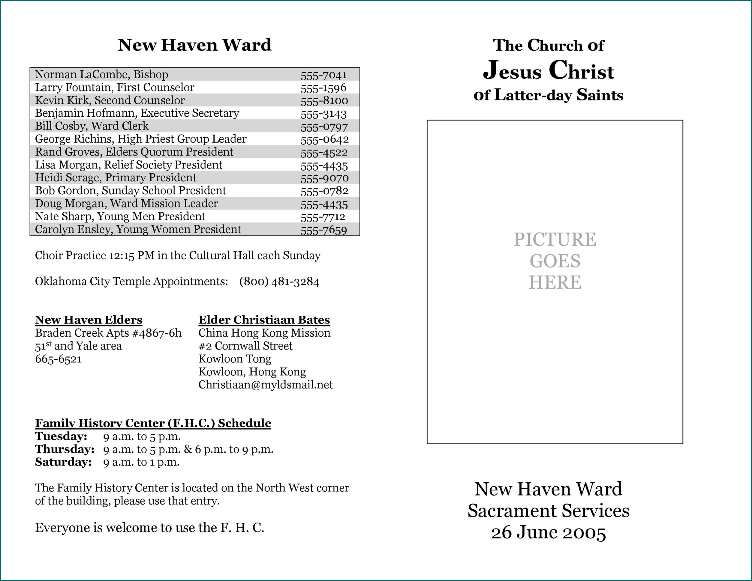 Church Program Template Sample