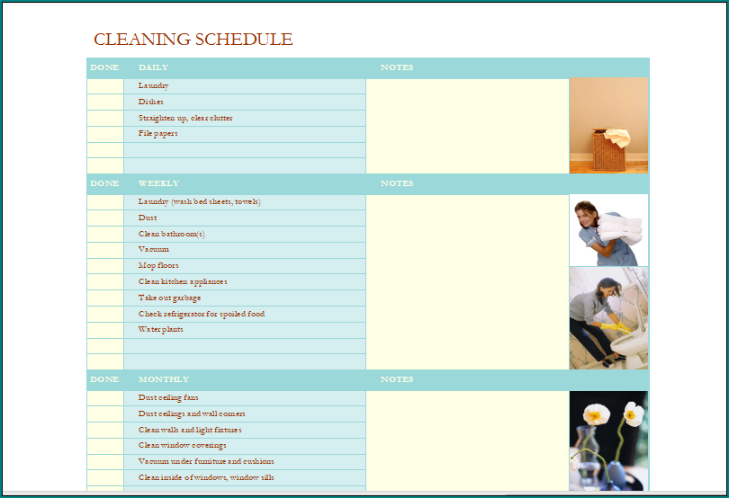 Cleaning Schedule Template
