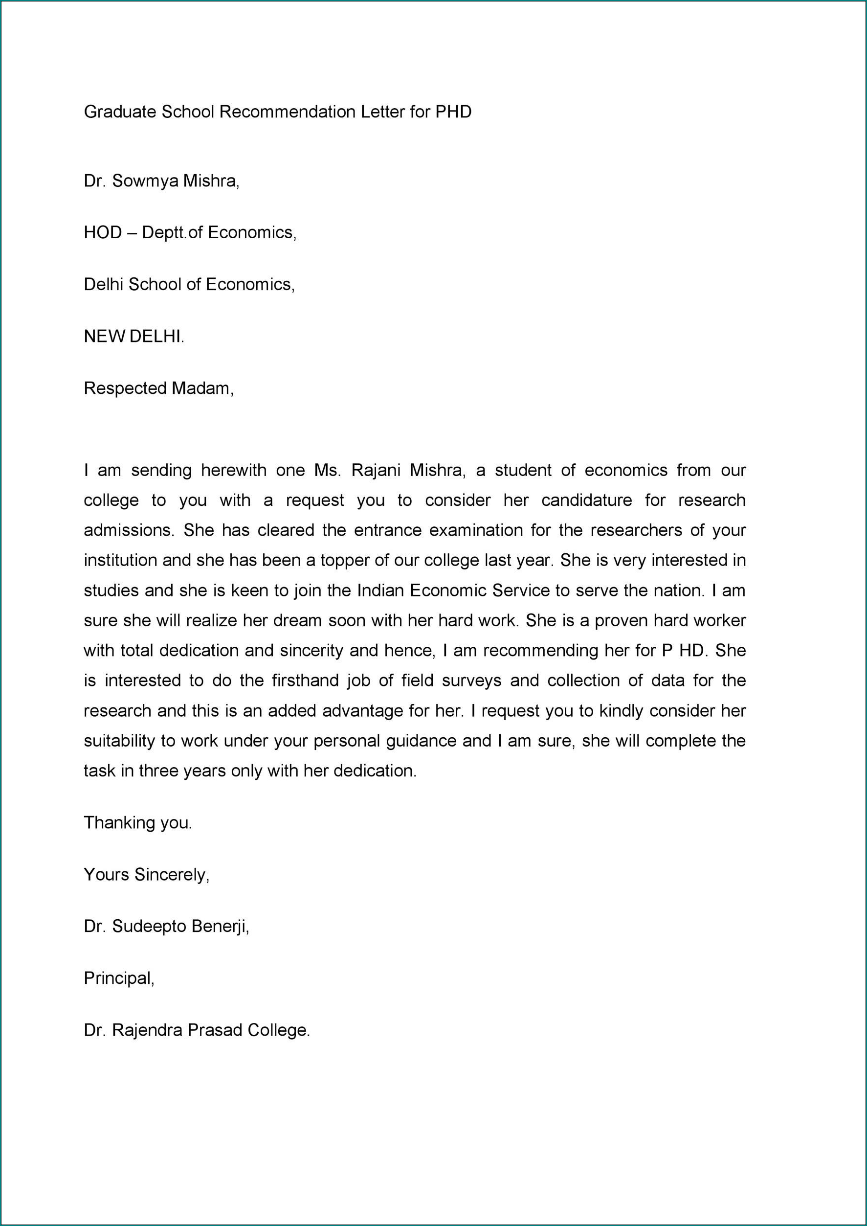 College Recommendation Letter Template Example