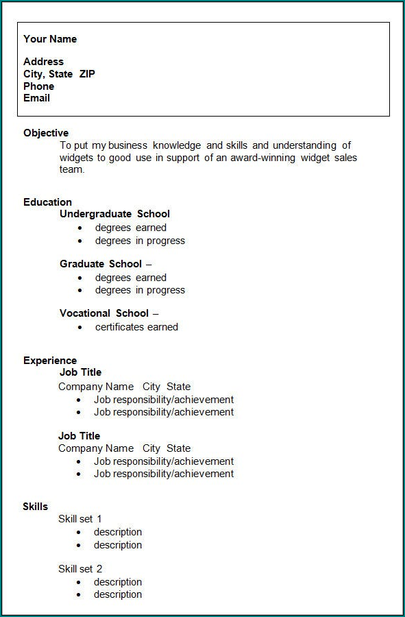 College Resume Template Sample