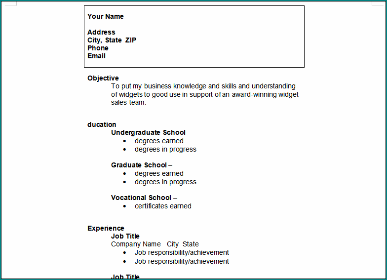 College Resume Template