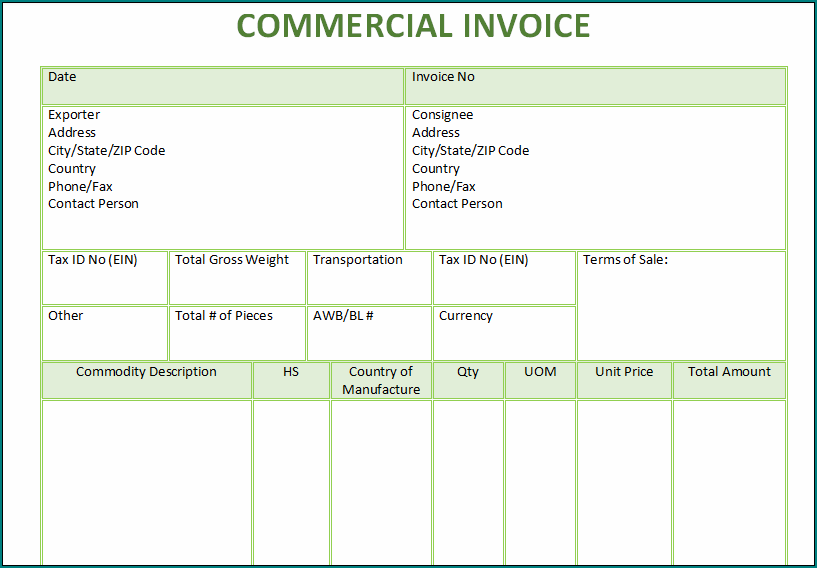 Commercial Invoice Template