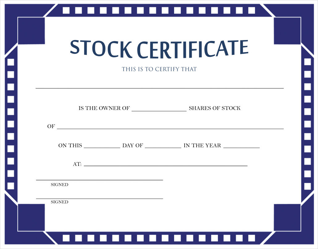 Common Stock Certificate Template Common Stock Certificate Template